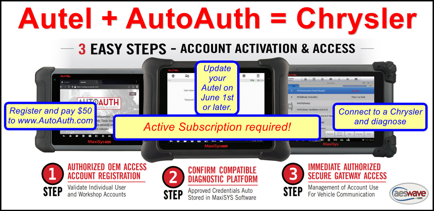 Autel and the authorized Chrysler method to bypass SGW