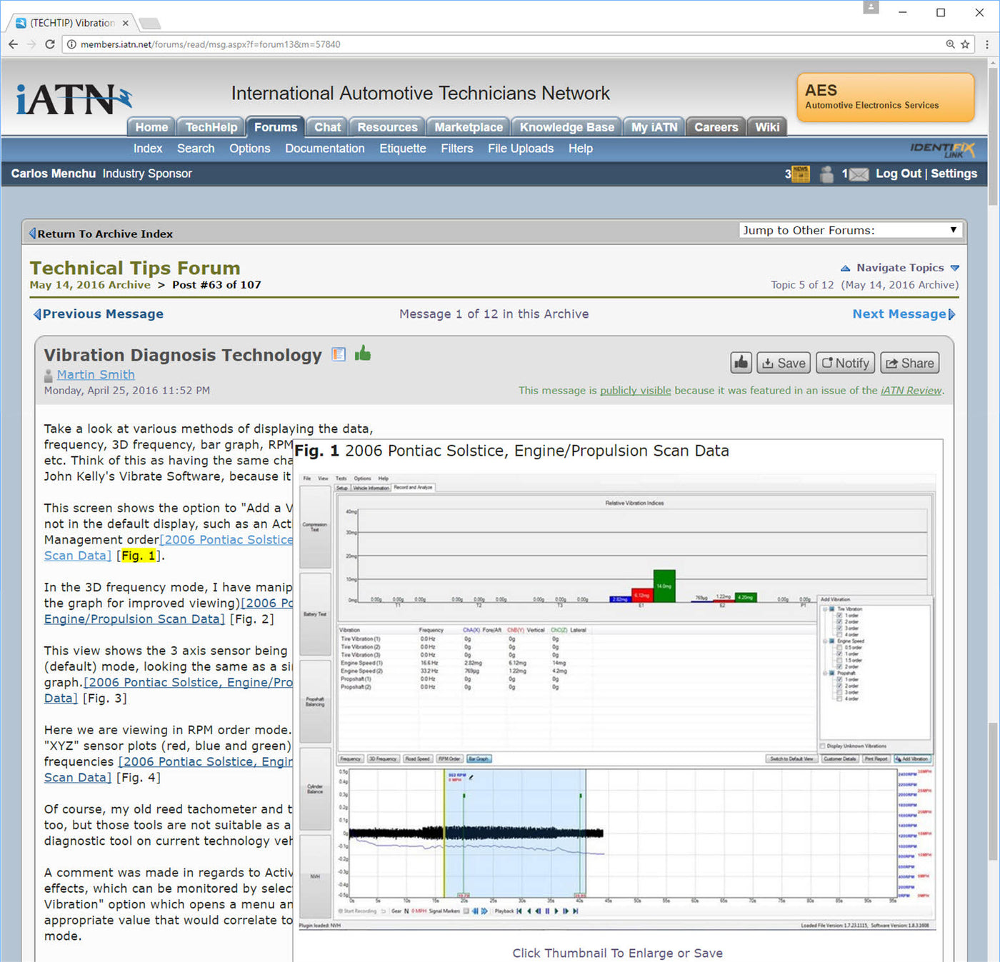 Vibration Analysis with the Pico NVH, an iATN post by Martin Smith