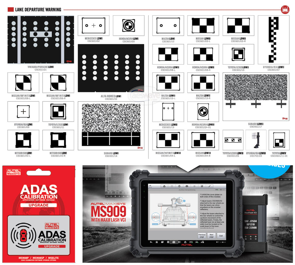 ADAS MA600 Frame LDW 2.0 T with MaxiSYS 909 Tablet with 1-year Subscription