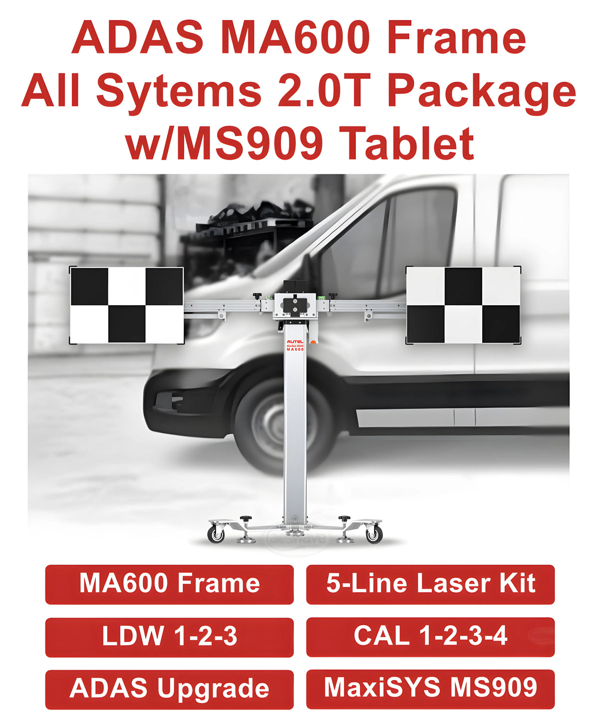 ADAS MA600 Frame All Systems 2.0 T with MaxiSYS 909 Tablet with 1-year Subscription