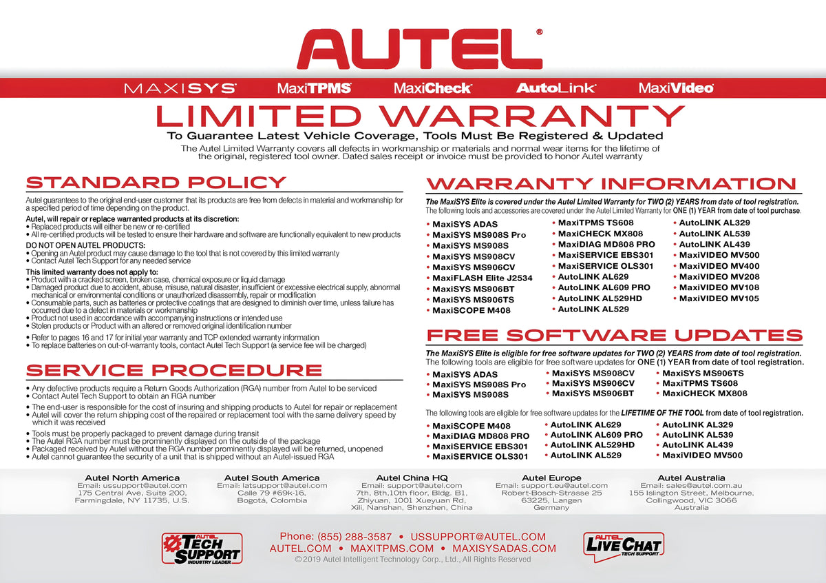 Autel ms906BT Total Care Program Subscription for 1-yr