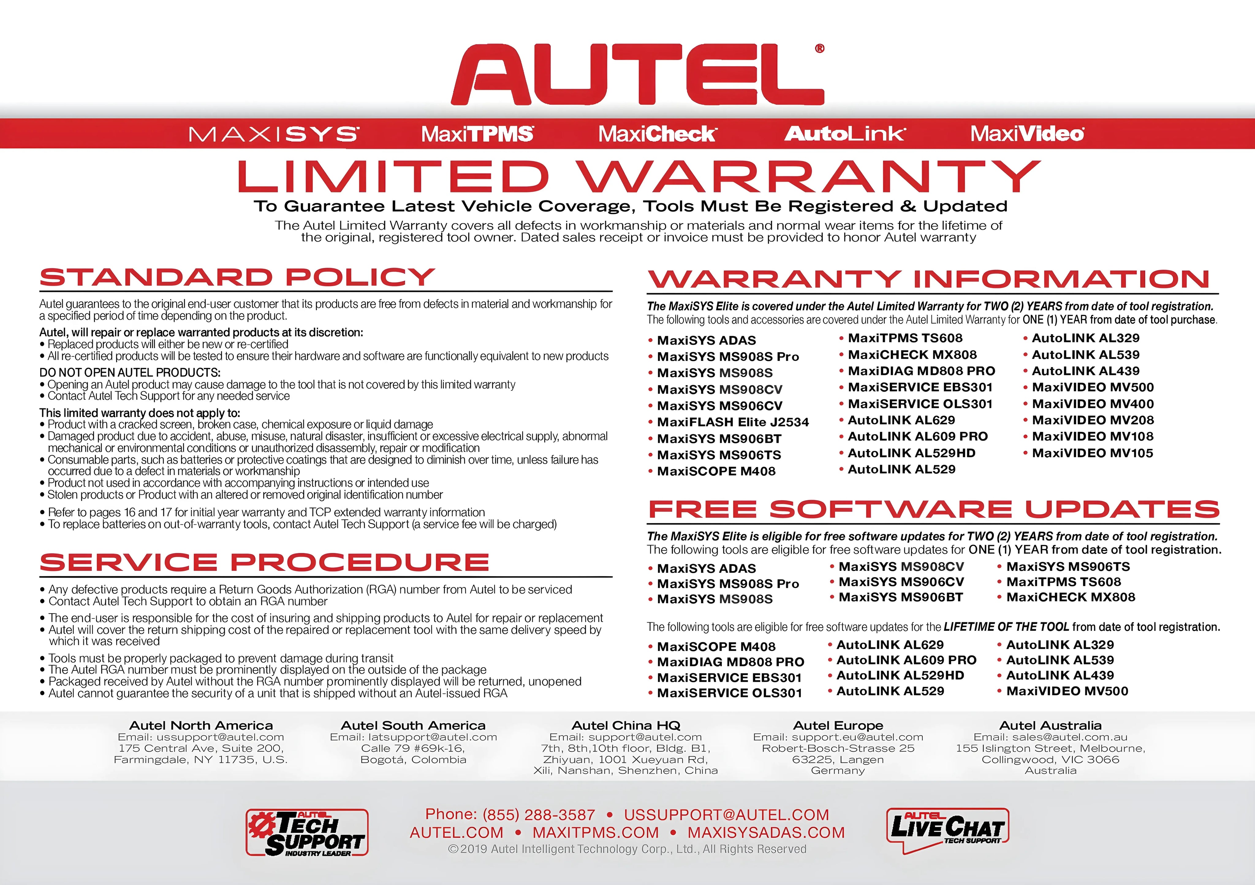 Autel ms906BT Total Care Program Subscription for 1-yr