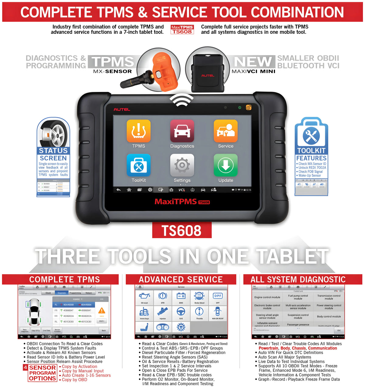MaxiTPMS ts608k-1 with 8 MX 1-Sensors