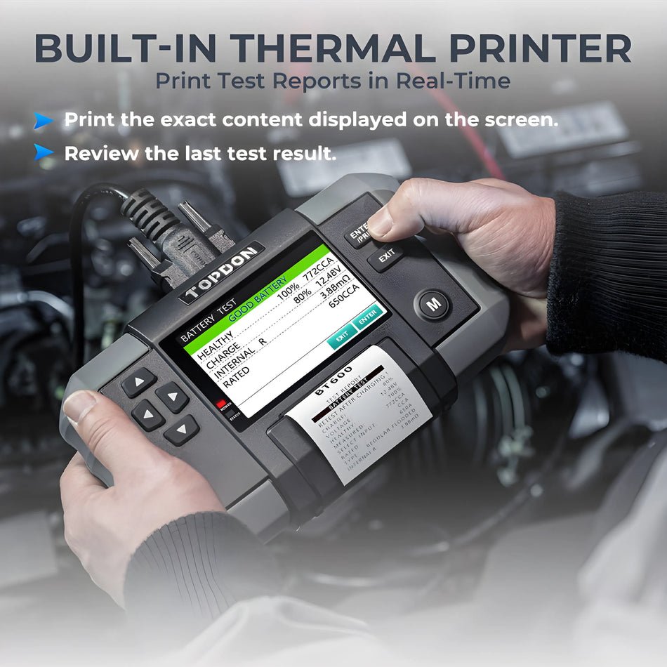 TopDon BT600 12V Battery &amp; 12V/24V System Tester w/Built-in Printer
