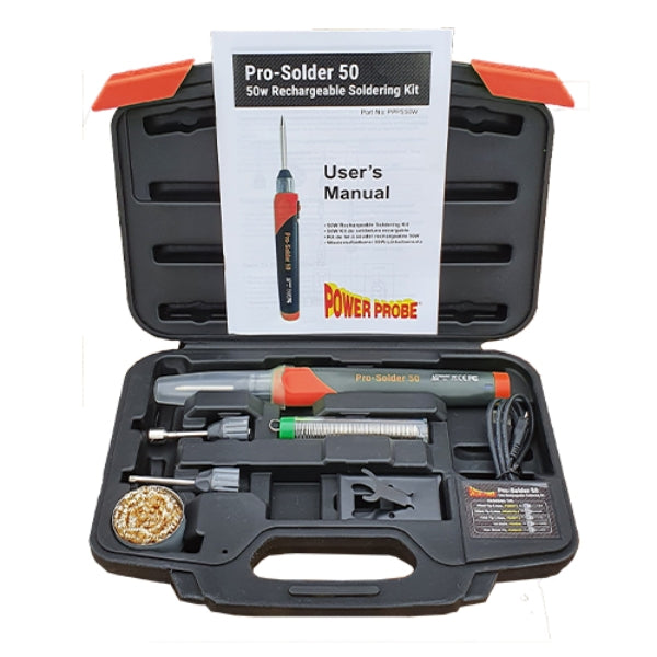 Power Probe Pro-Solder 50 Electric Soldering Iron Kit, Rechargeable (PPPS50W)